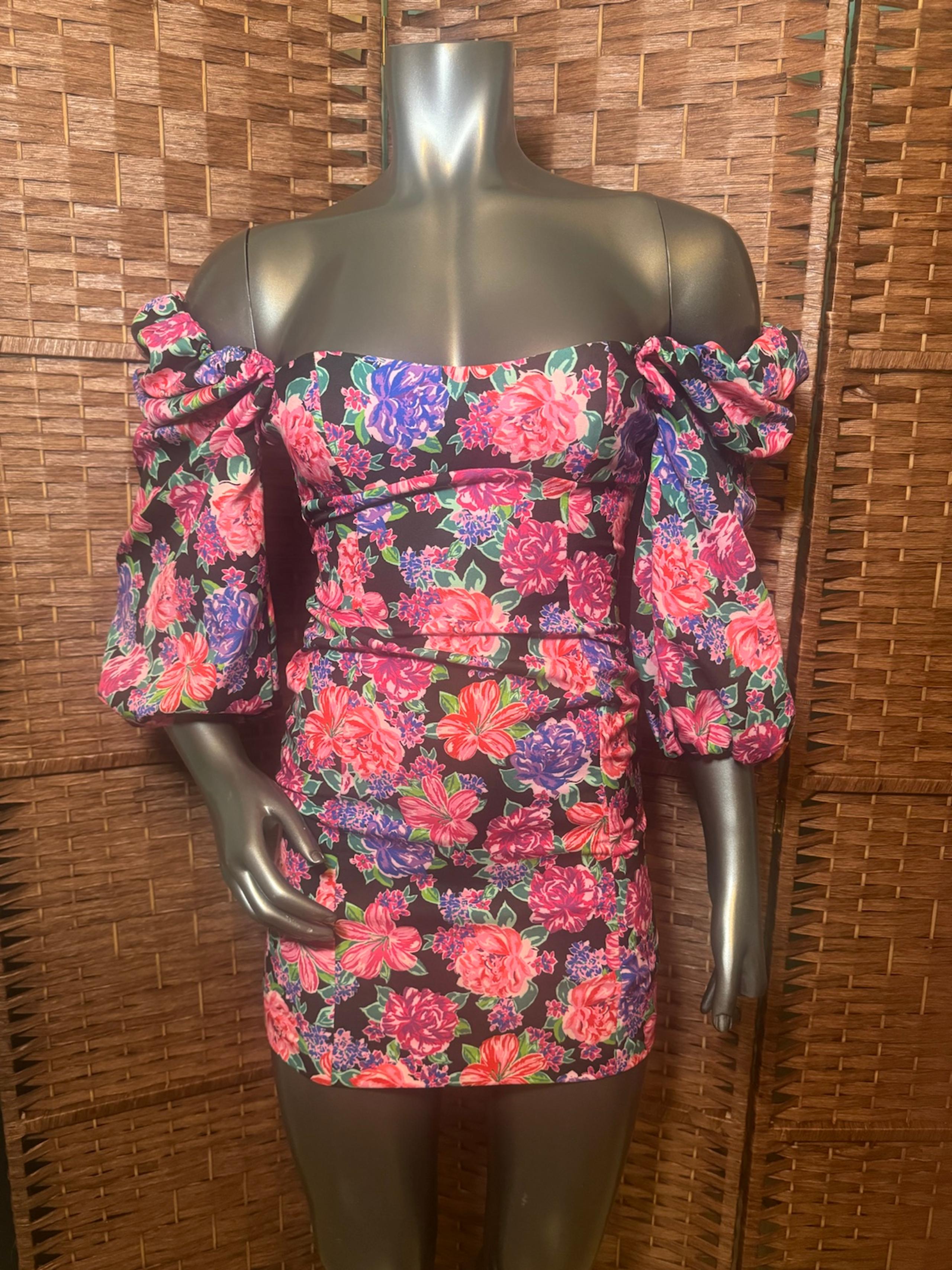 Zara XS  Black Colorful Floral Off The Shoulder Mini Dress Off The  Shoulder