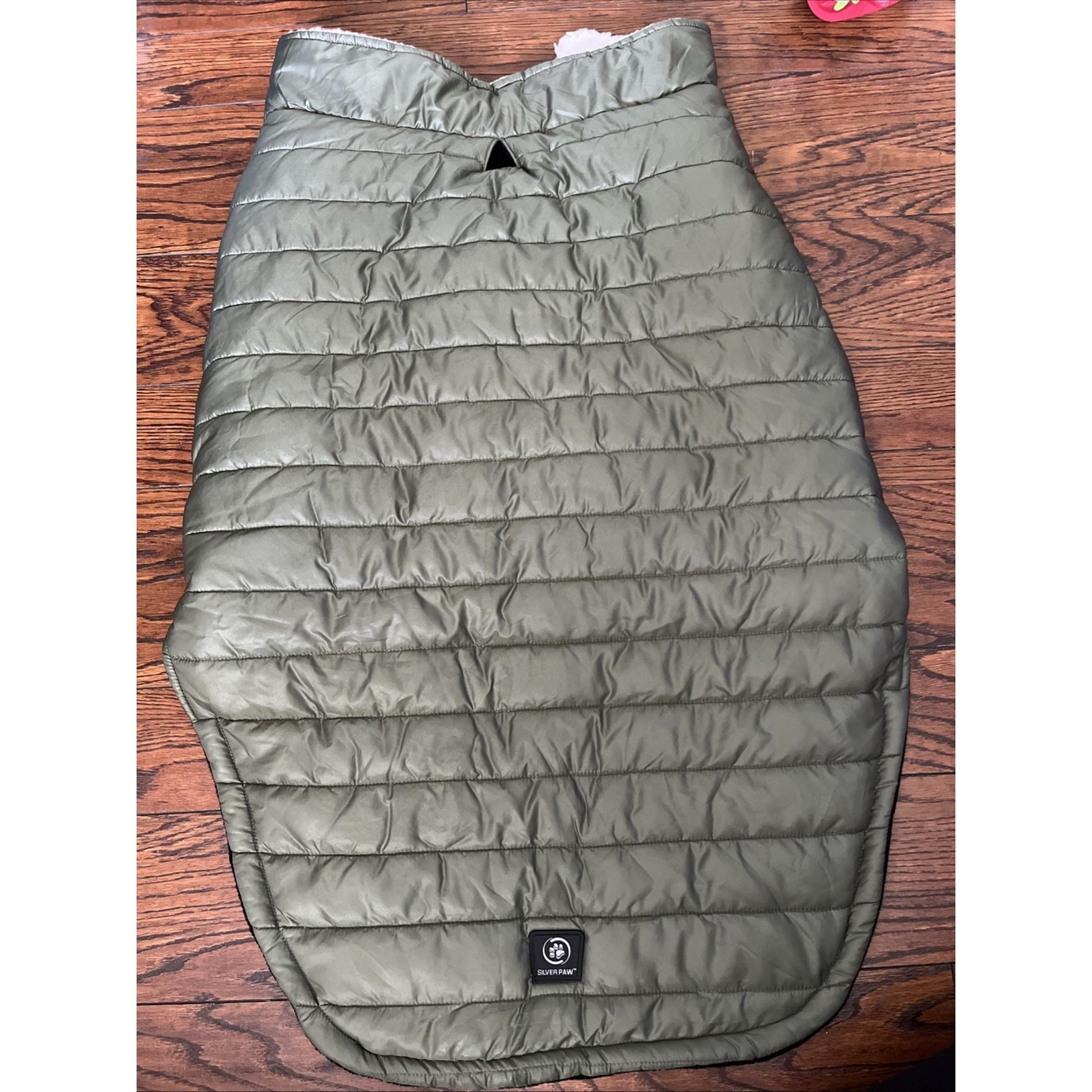 Silver Paw Green Lined Hoodie Puffer Dog Jacket XXL