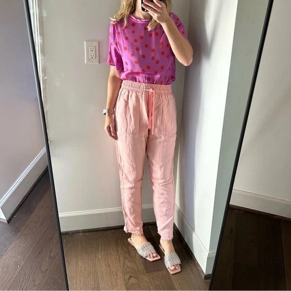 NWT Zara Raw Hem Pink Pants Size SMALL