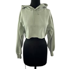 TNA Aritzia Cotton Blend Long Sleeve Rolled Hem Cropped Pullover Hoodie Sz 1