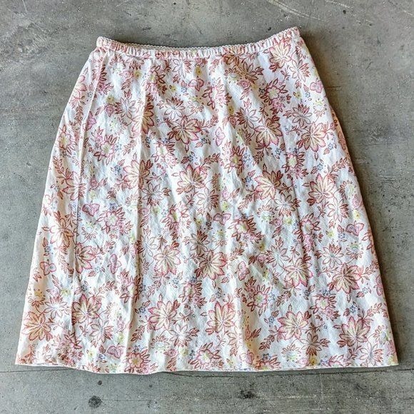 J. Jill Ivory Pink Paisley Floral Linen A-Line Mini Skirt small epQYEUZ6h