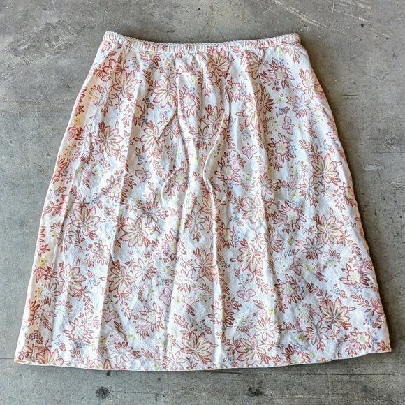 J. Jill Ivory Pink Paisley Floral Linen A-Line Mini Skirt small epQYEUZ6h