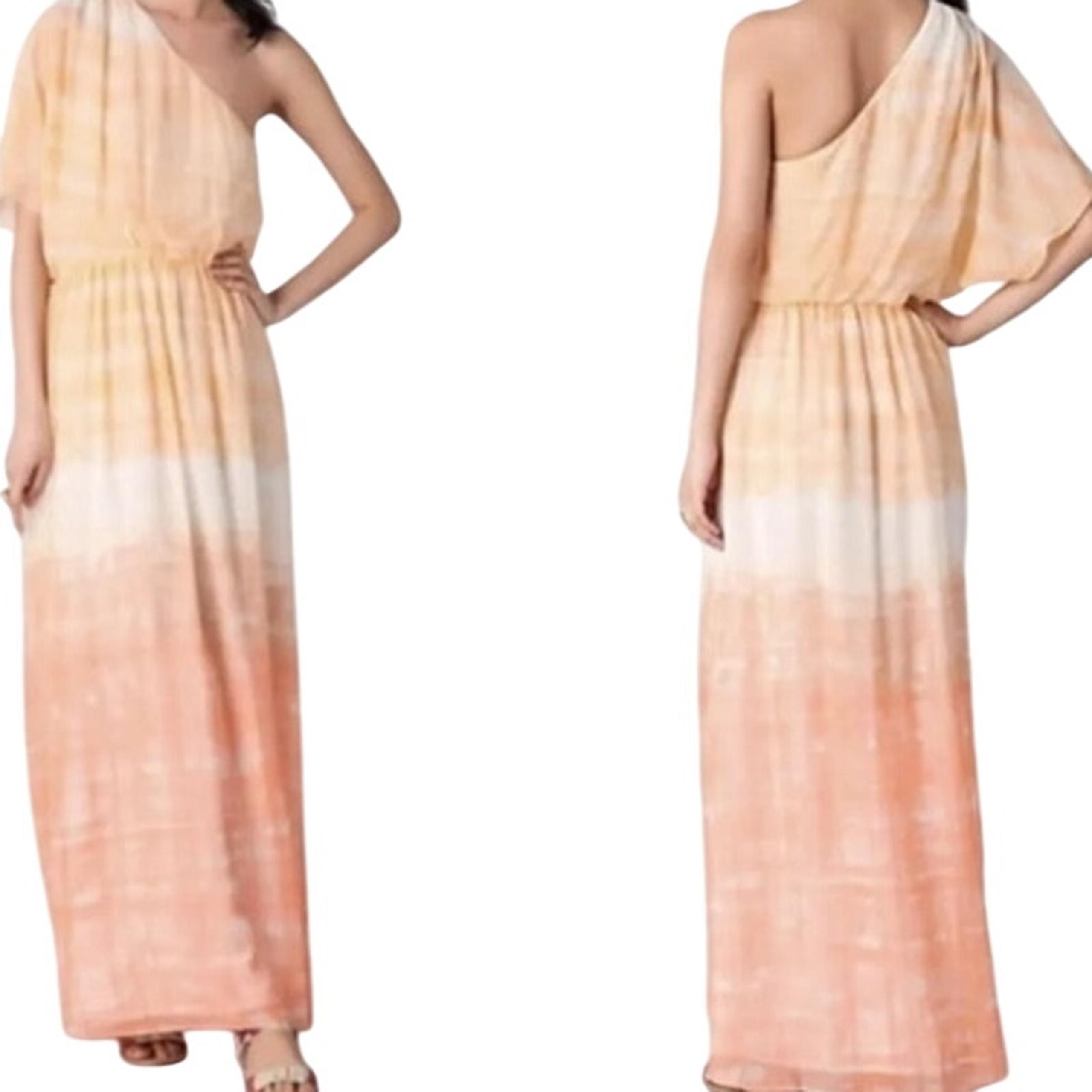 Alice + Olivia Womens Size XS 100% Silk One Shoulder Maxi Dress Orange Tie Dye