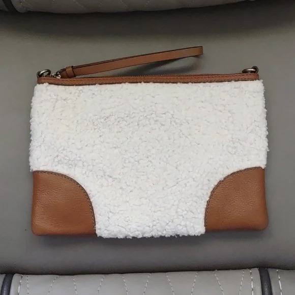 J. Jill Fleece and Leather Clutch Bag
