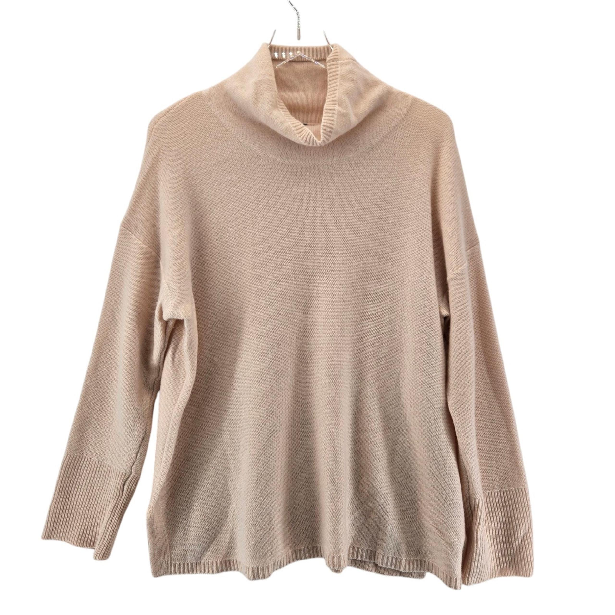 Magaschoni 100% Cashmere Sweater Womens Large Pale Pink Mock Neck Quiet Luxury