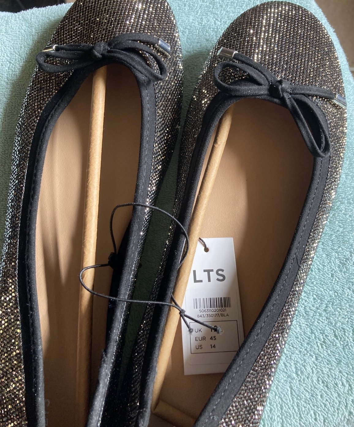 Flats Glitter Black -Long Tall Sally -14