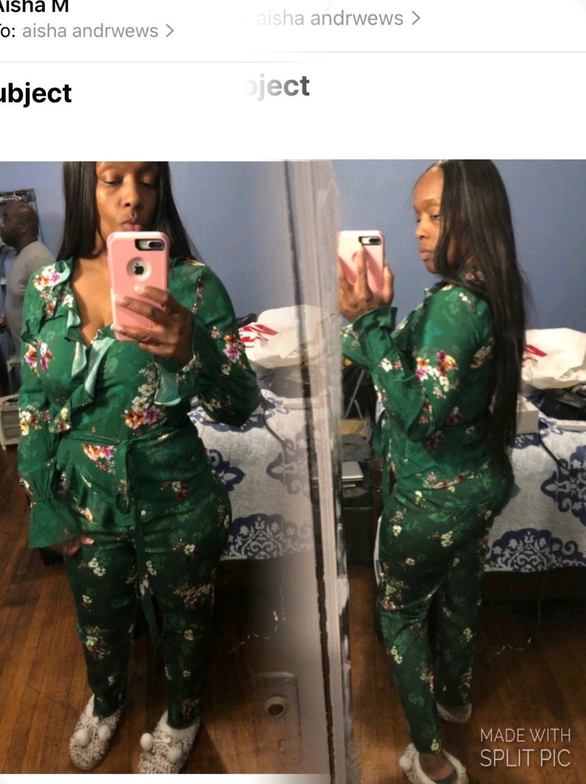 Cute green pants suit