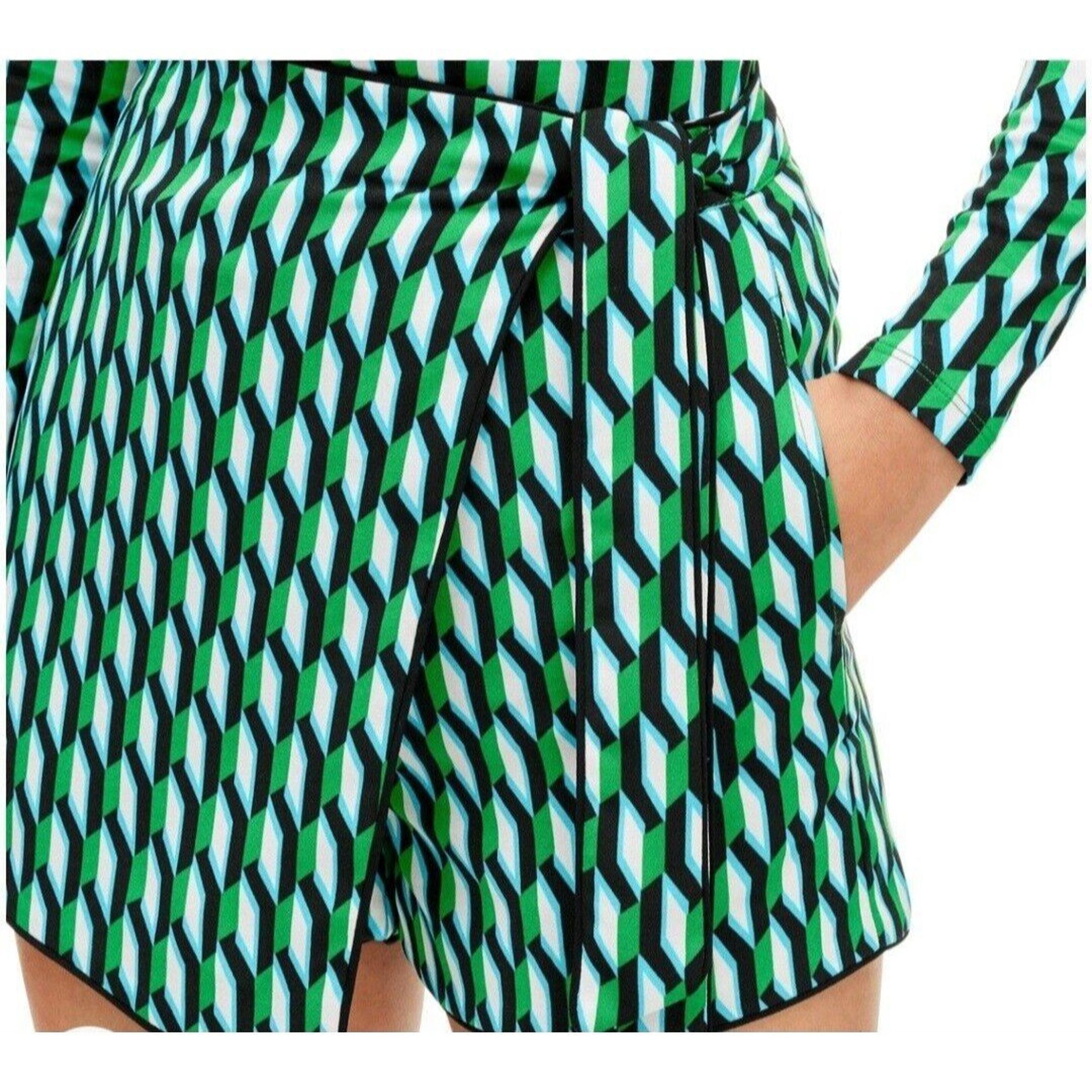 Diane Von Furstenberg for Target Side Wrap Arrow Geo Green Mini Skort Size XL