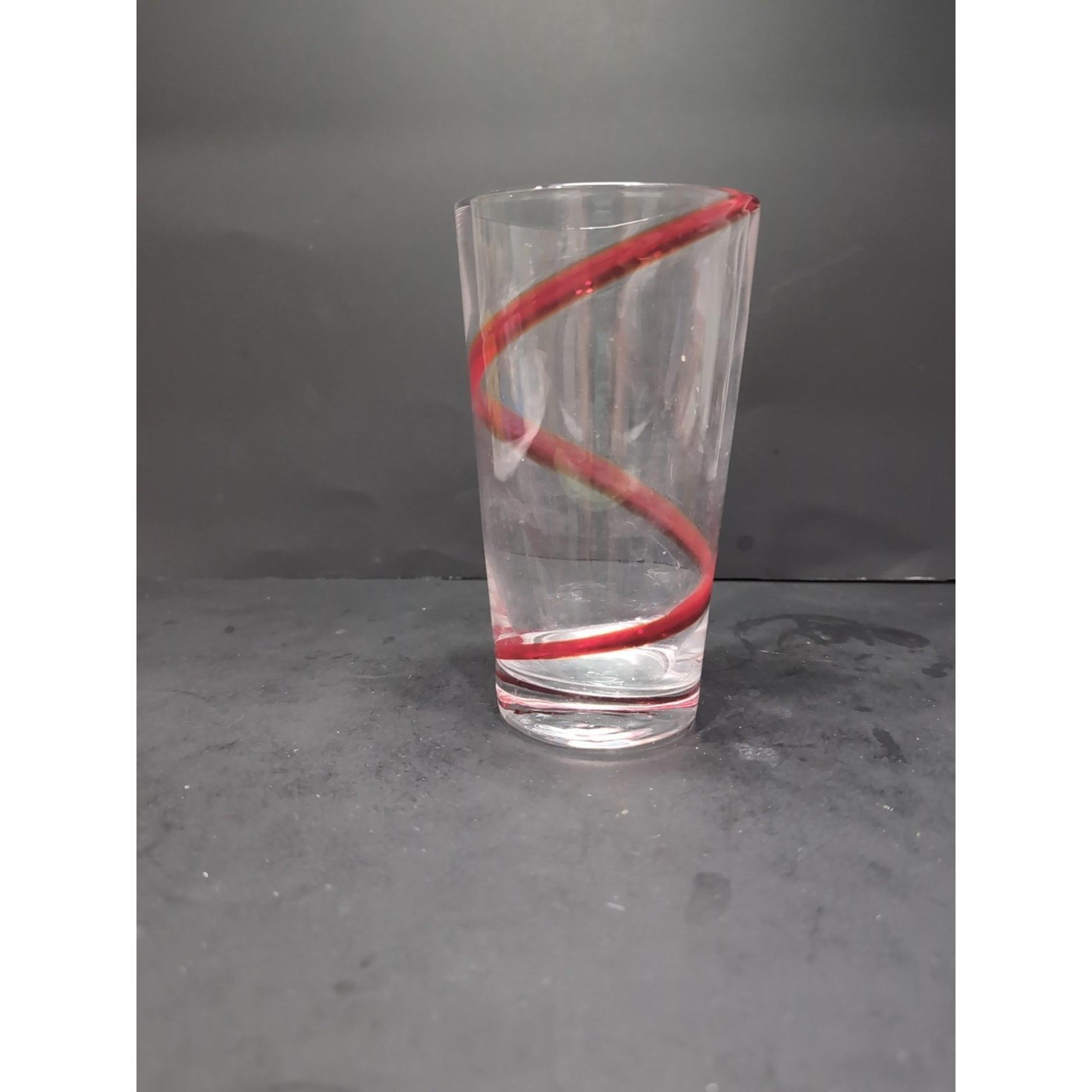 Pier 1 Red Swirline Tumbler, Highball Glass, Vintage, Replacement Barware