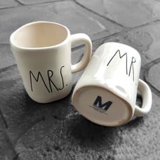 VTG Rae Dunn Mr and Mrs M Stamp Mugs