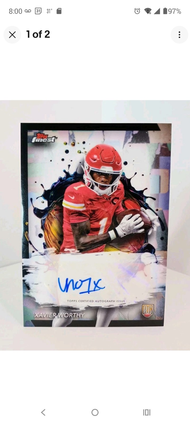 2024 Topps Finest Xavier Worthy RC Oil Spill Auto Pack Fresh