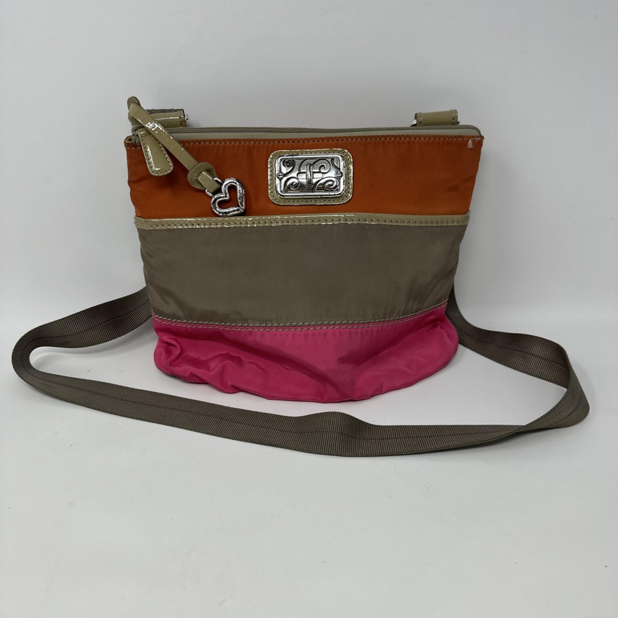 Brighton Nylon Crossbody Organizer Tote Orange Beige Pink Travel Purse Bag