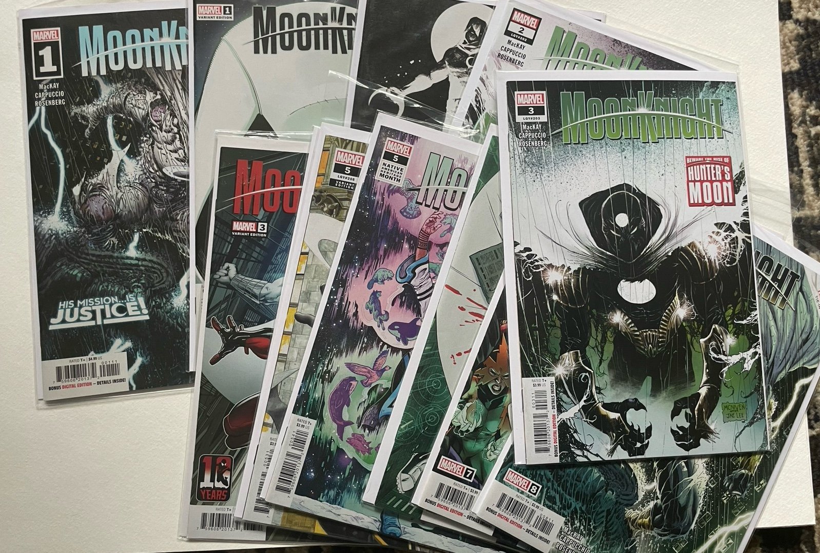 MoonKnight bundle! 1-8 plus variants. 1st app Hunter’s Moon!
