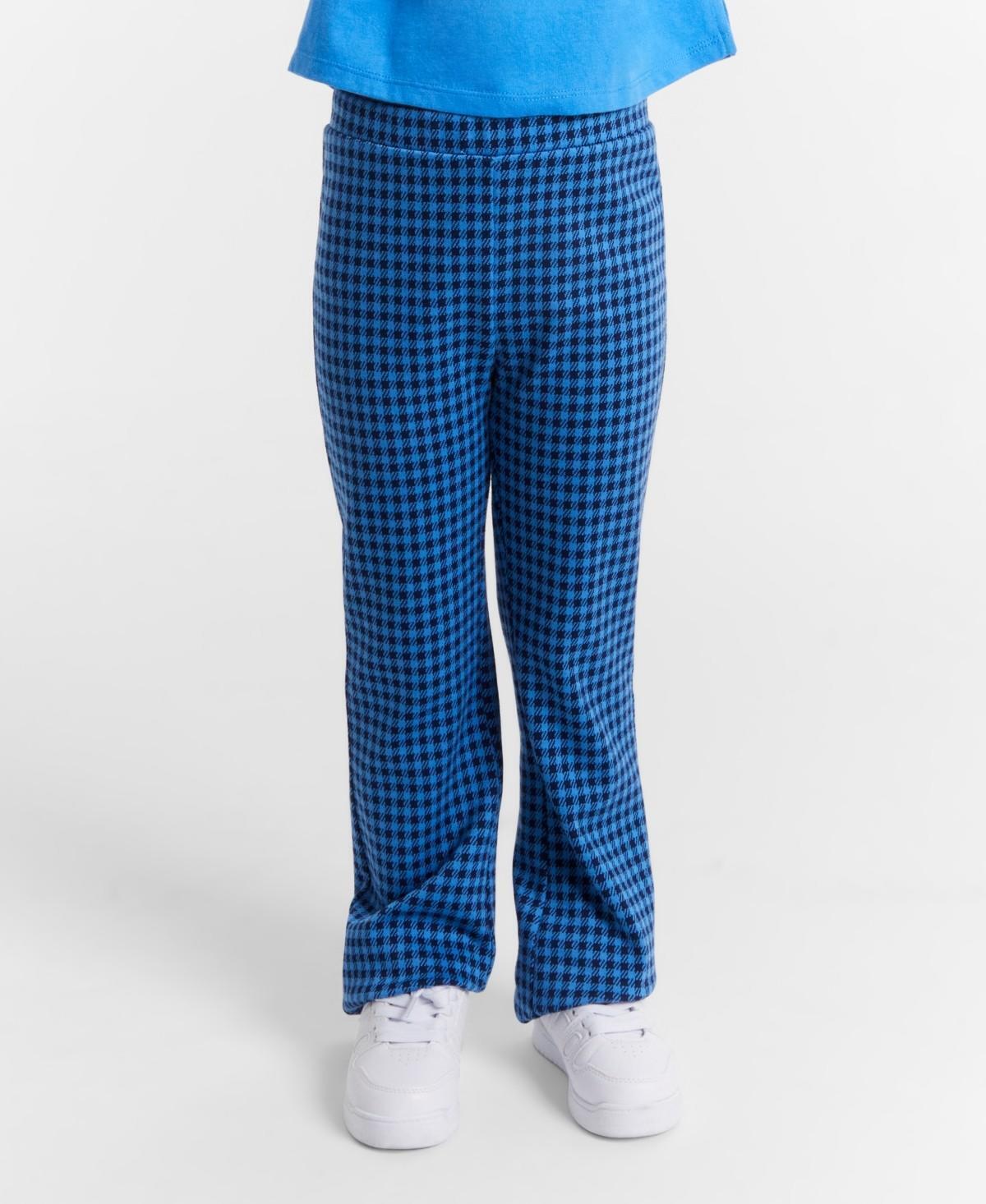Epic Threads Girls Check Flared Ponte Pants - Campanula Blue M