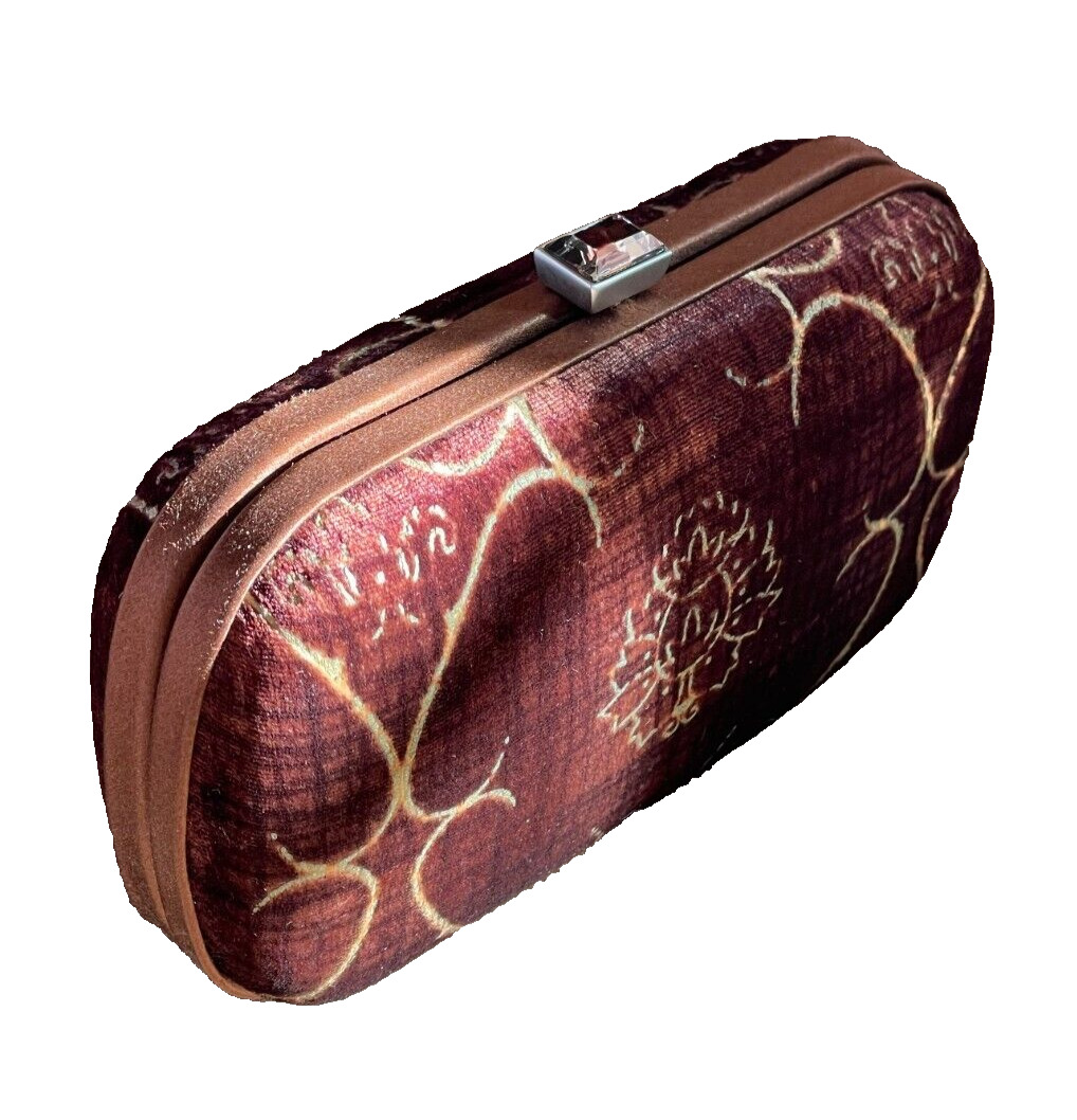 Bottega Veneta Brown Velvet Clutch Minaudiere Purse Bag