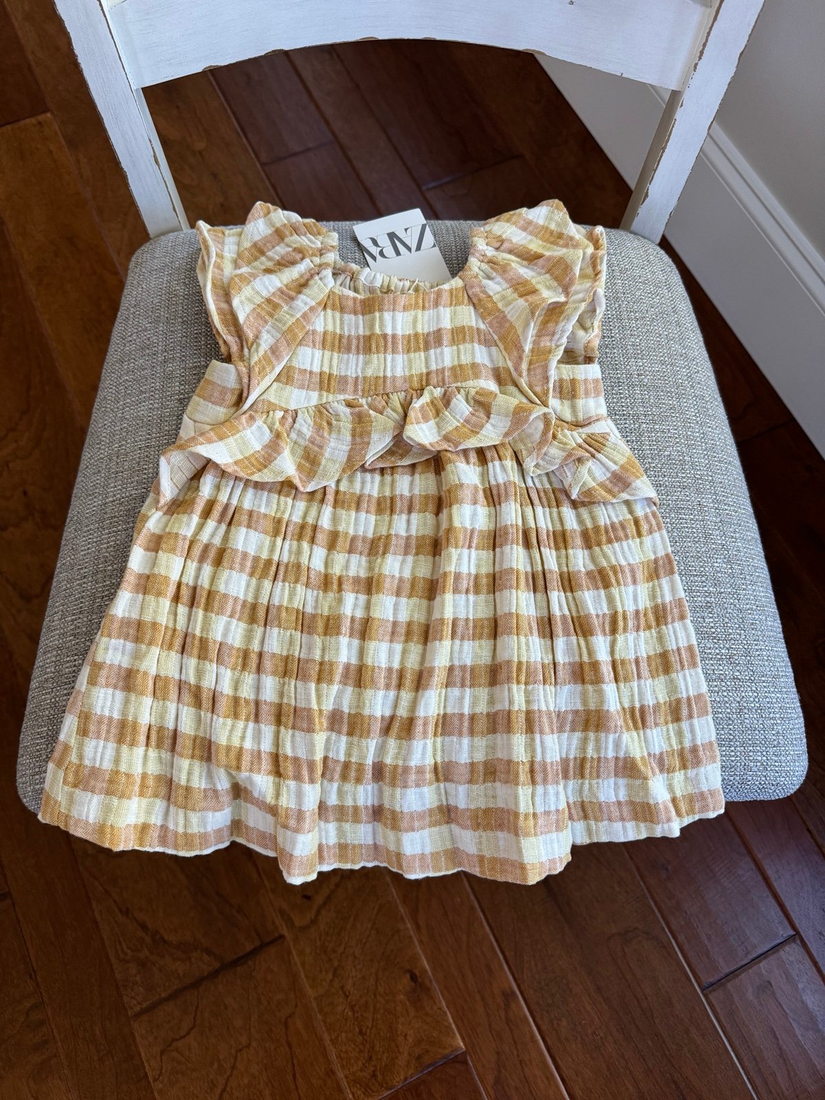 New Zara PLAID TEXTURED DRESS