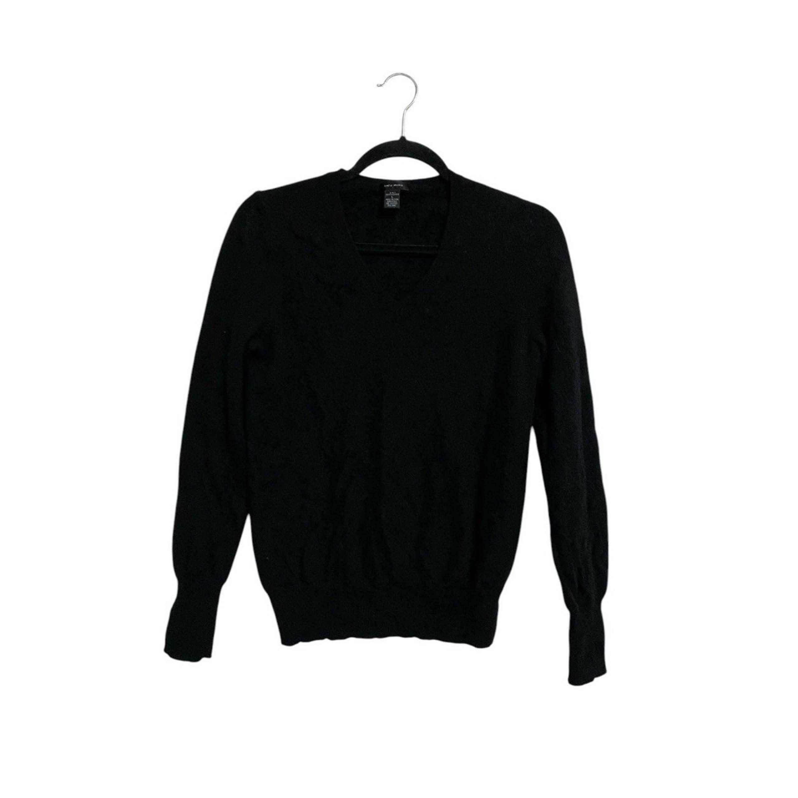 Only Mine 2 Ply Cashmere V Neck Sweater Size XL Black