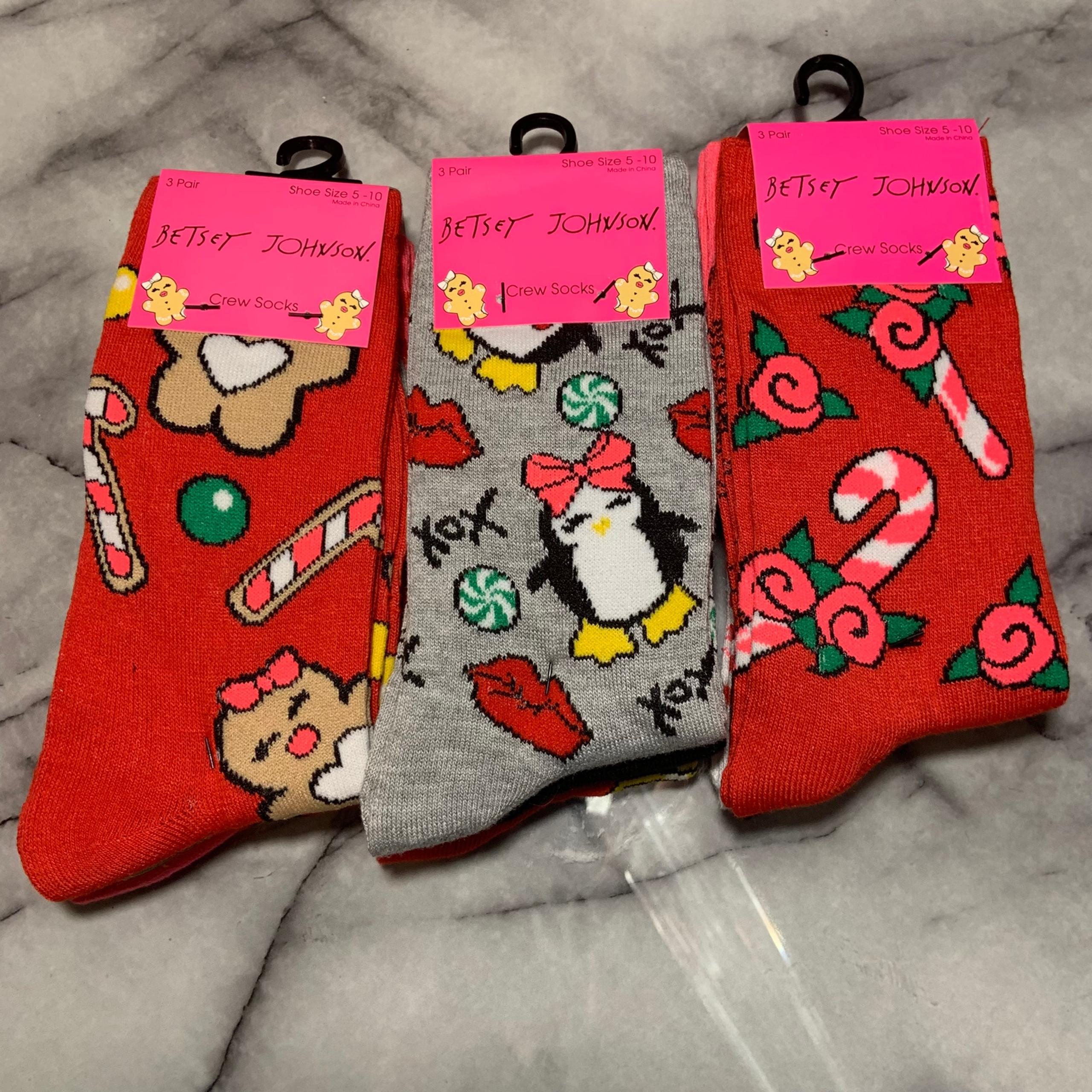 Betsey Johnson - 9 Pairs of Women’s Crew Socks - Christmas Themed