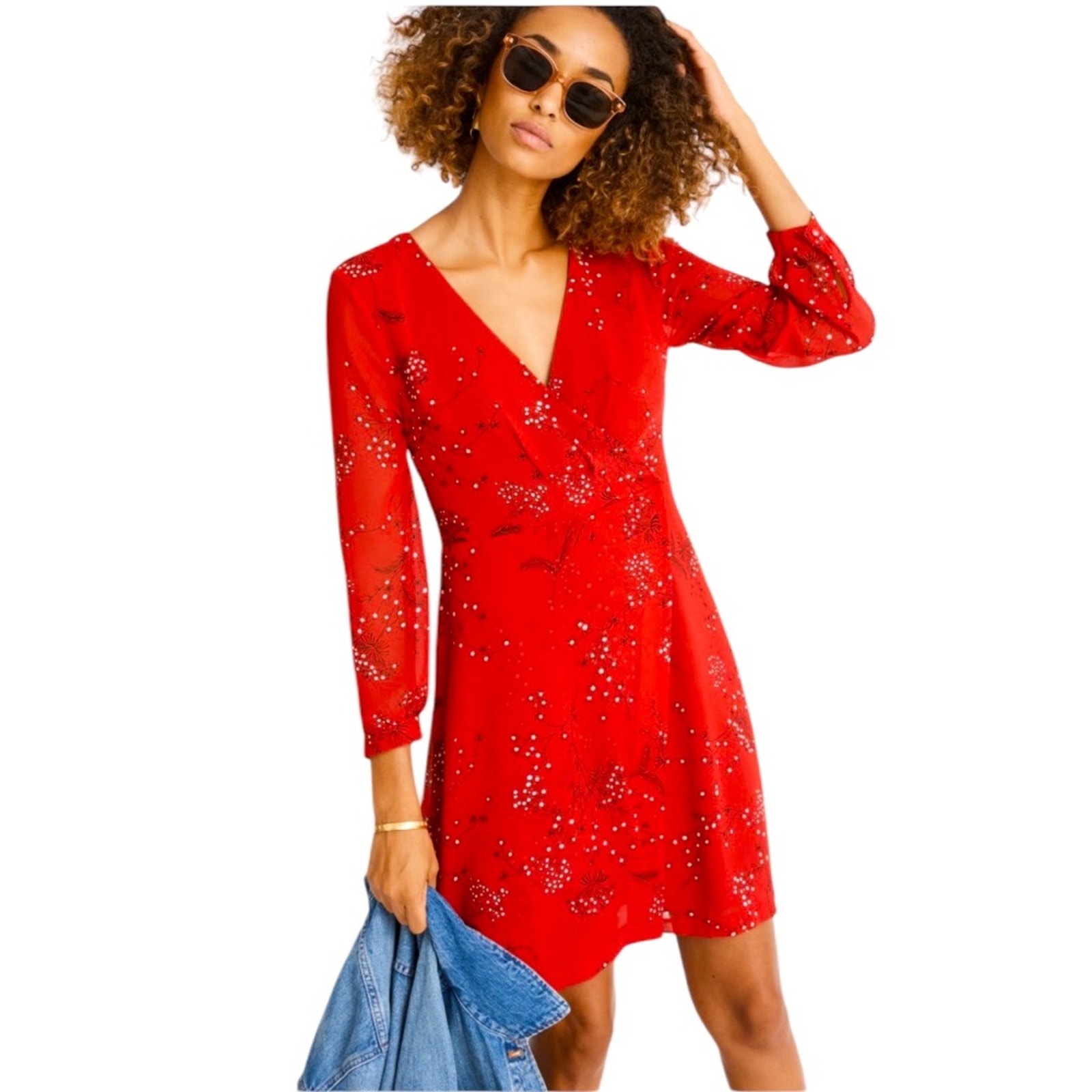 Madewell Hazelwood Floral Wrap Dress Windswept Floral Cranberry, 8