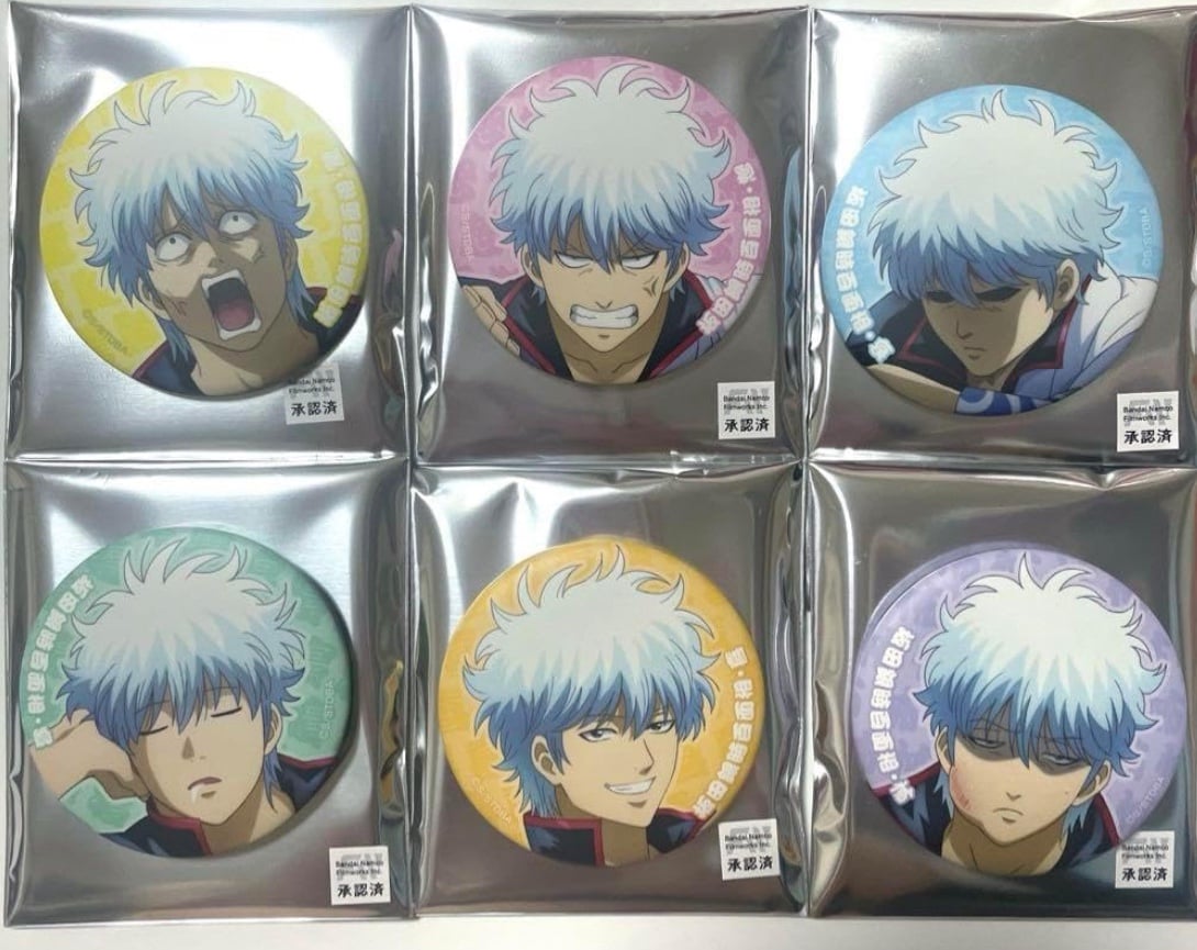 Gintama Sakata Gintoki Hundred Faces Can Badge