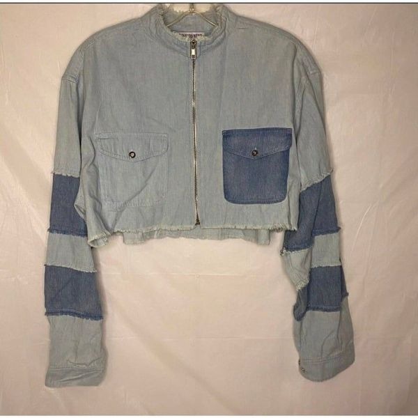 Fashion Nova Denim Patchwork Jacket Size S
