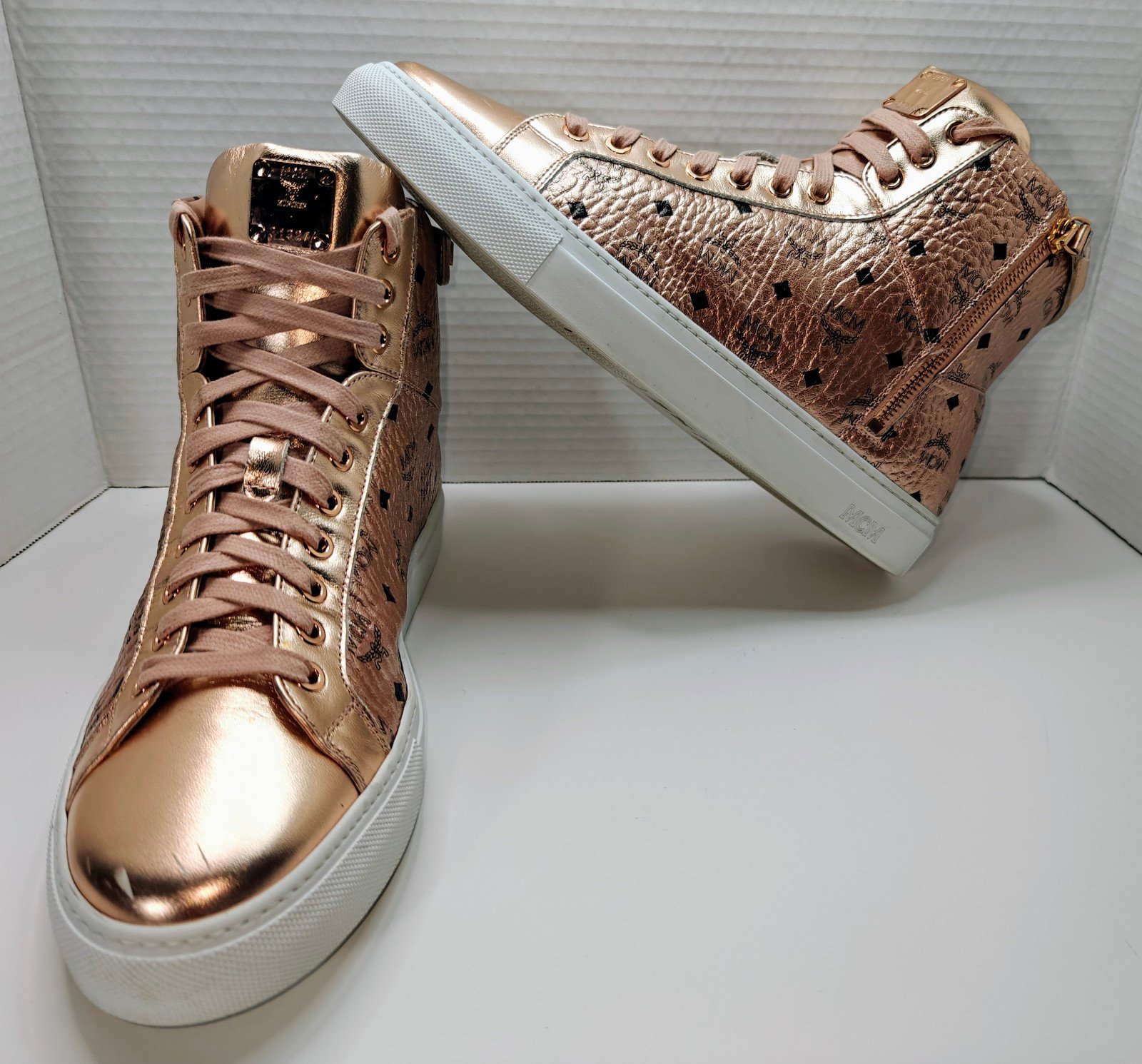 Men's MCM Metallic Copper High Tops Leather Sneakers (Size 10)