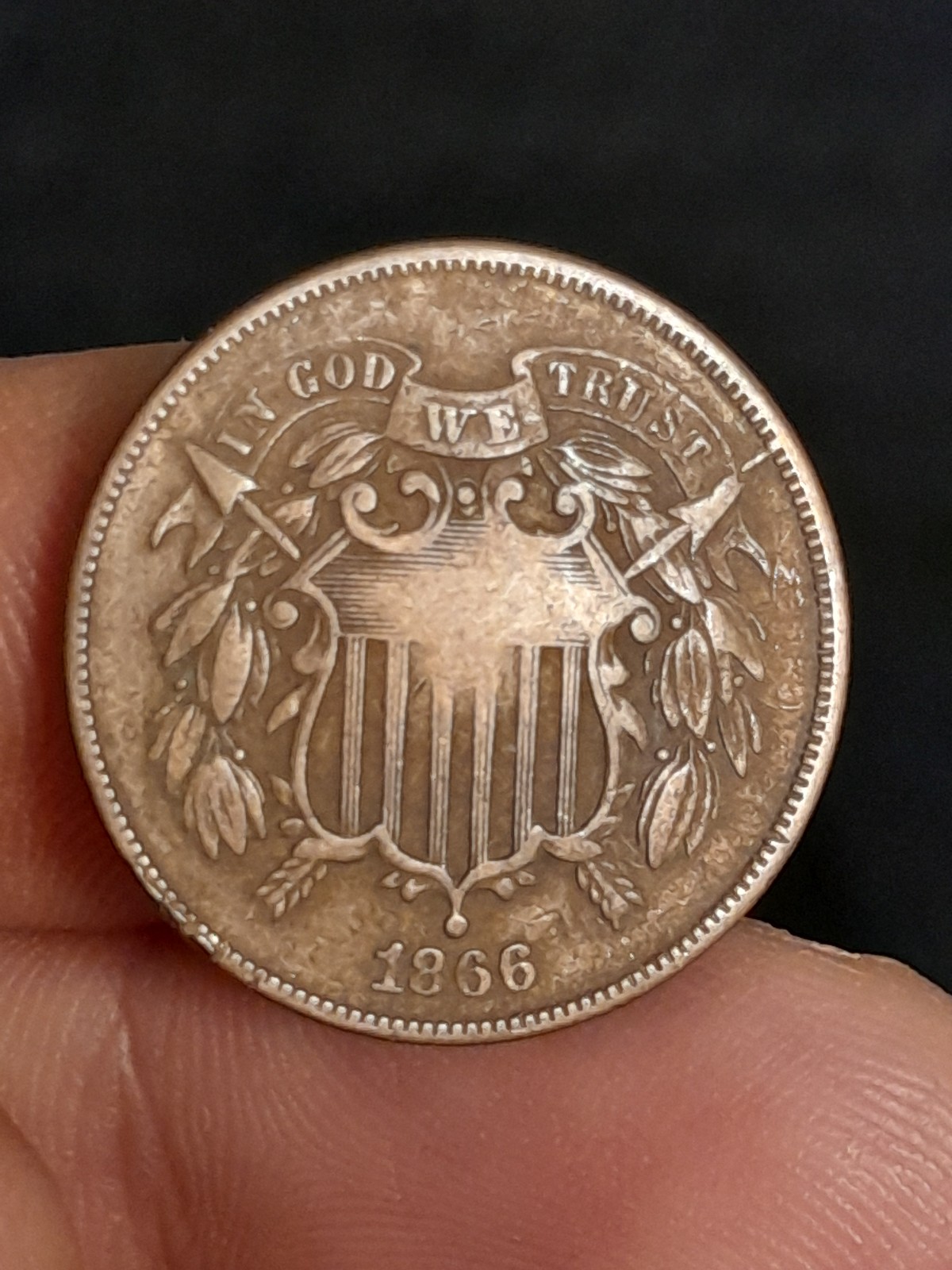 1866 2 Cent Piece VF-XF