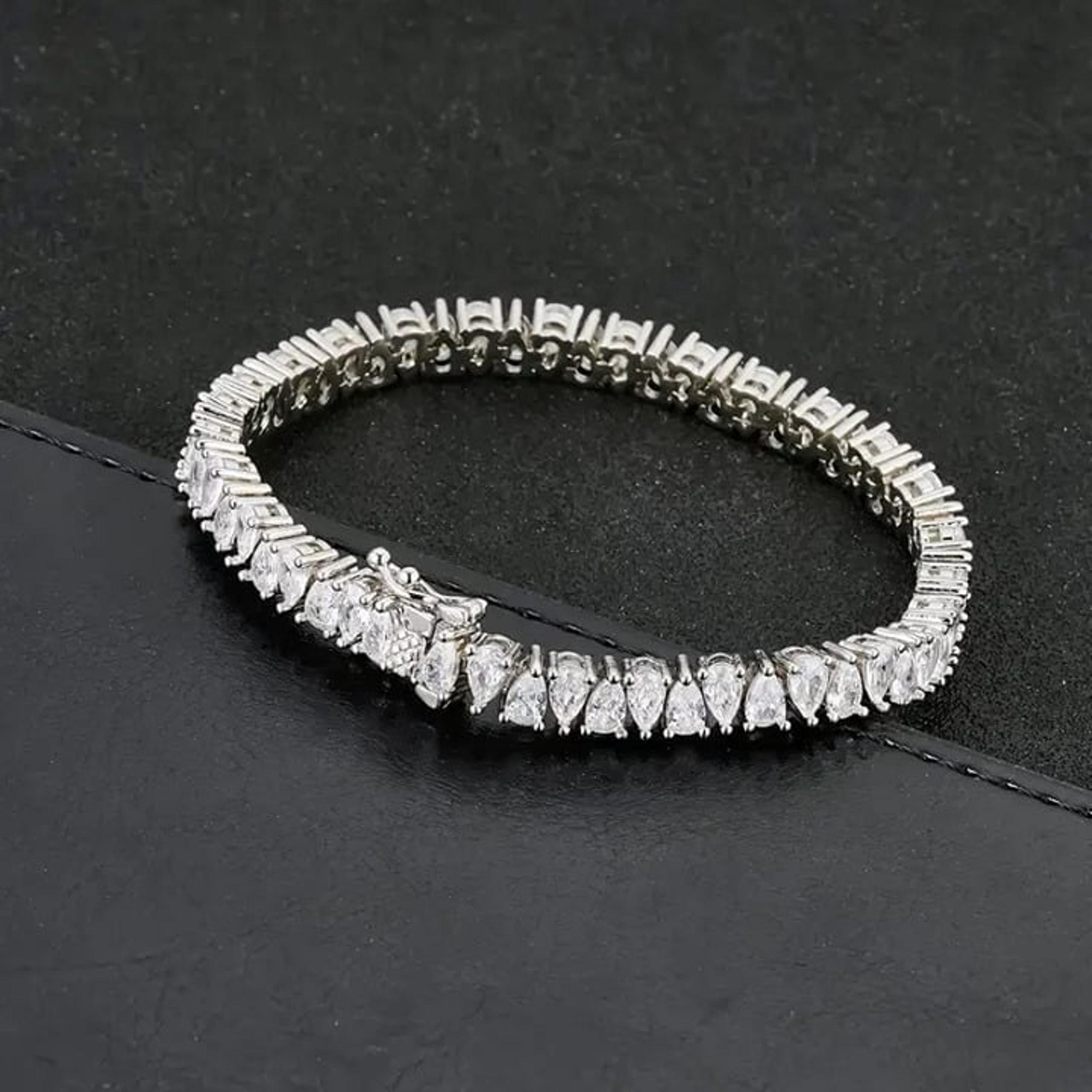 2ct Teardrop Diamond 8" Womens 14K White Gold Tennis Bracelet 14K Silver Jewelry