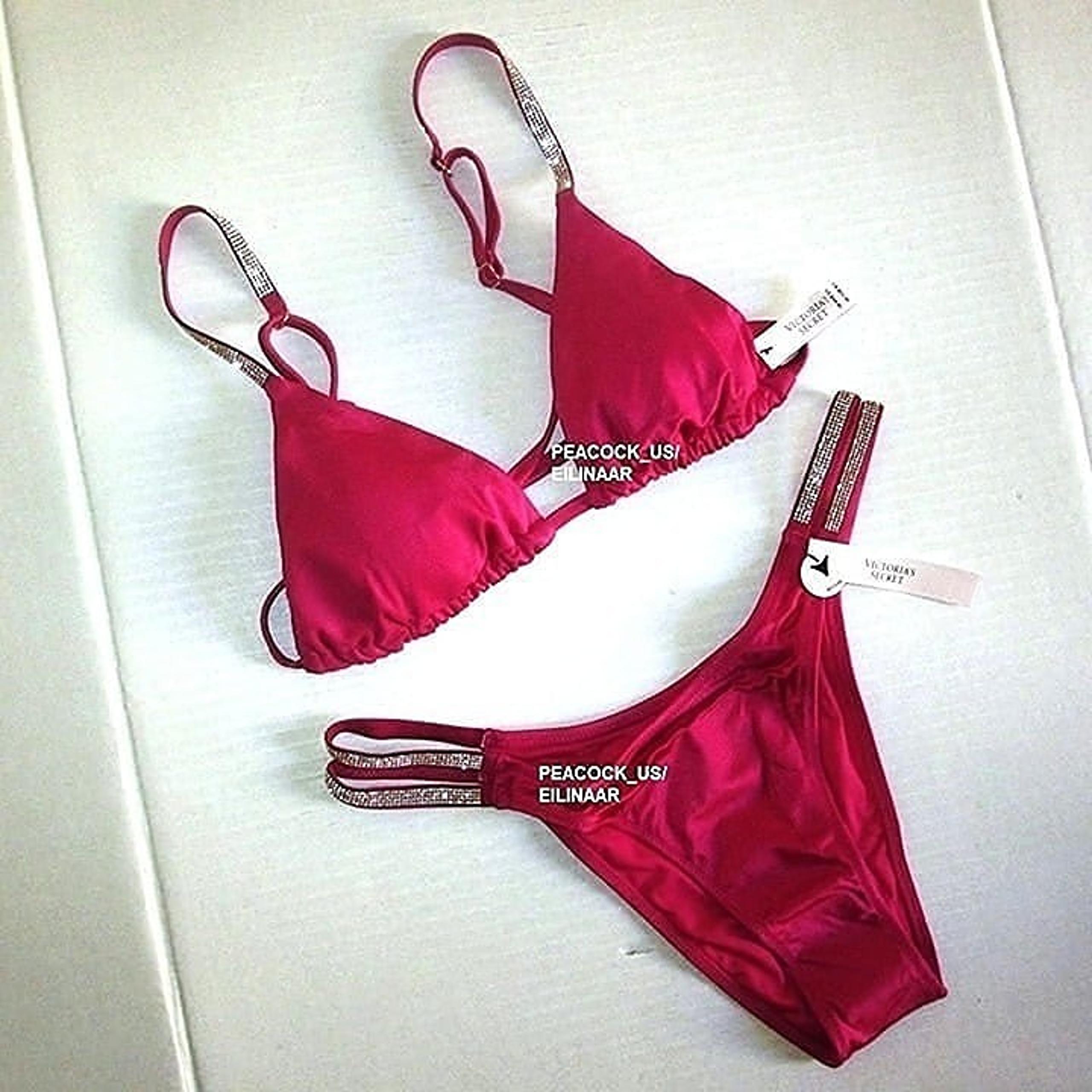 XL/XL Victoria Secret Shine Strap Triangle Top & Brazilian Bikini Bottom Set NWT