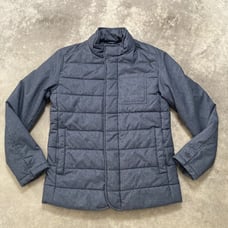 Banana Republic Jacket Womens Small Blue Heather Quilted Coat Mock Neck