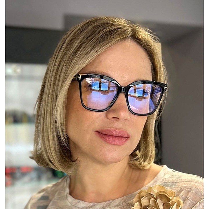 NEW TOM FORD FT5892-B-001 Blue Block Square Glasses