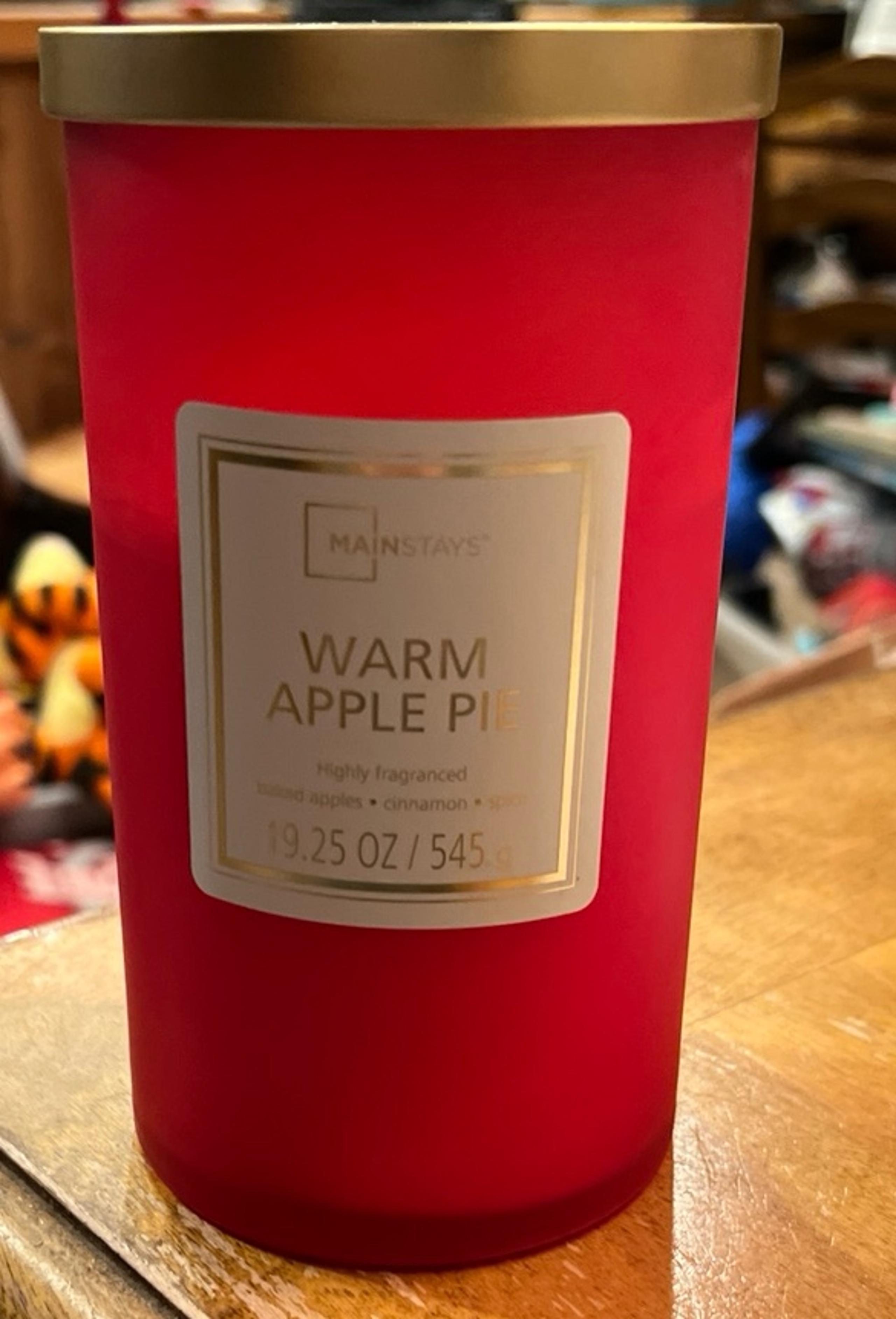 Mainstays Warm Apple Pie Candle Decorative Red  Jar W/ Lid  19.25 oz