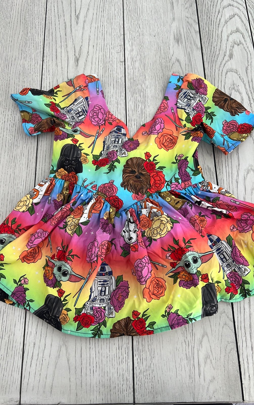 Brand new Wild Rich Kids Xoey short sleeve dress Star Wars neon tie dye 7/8