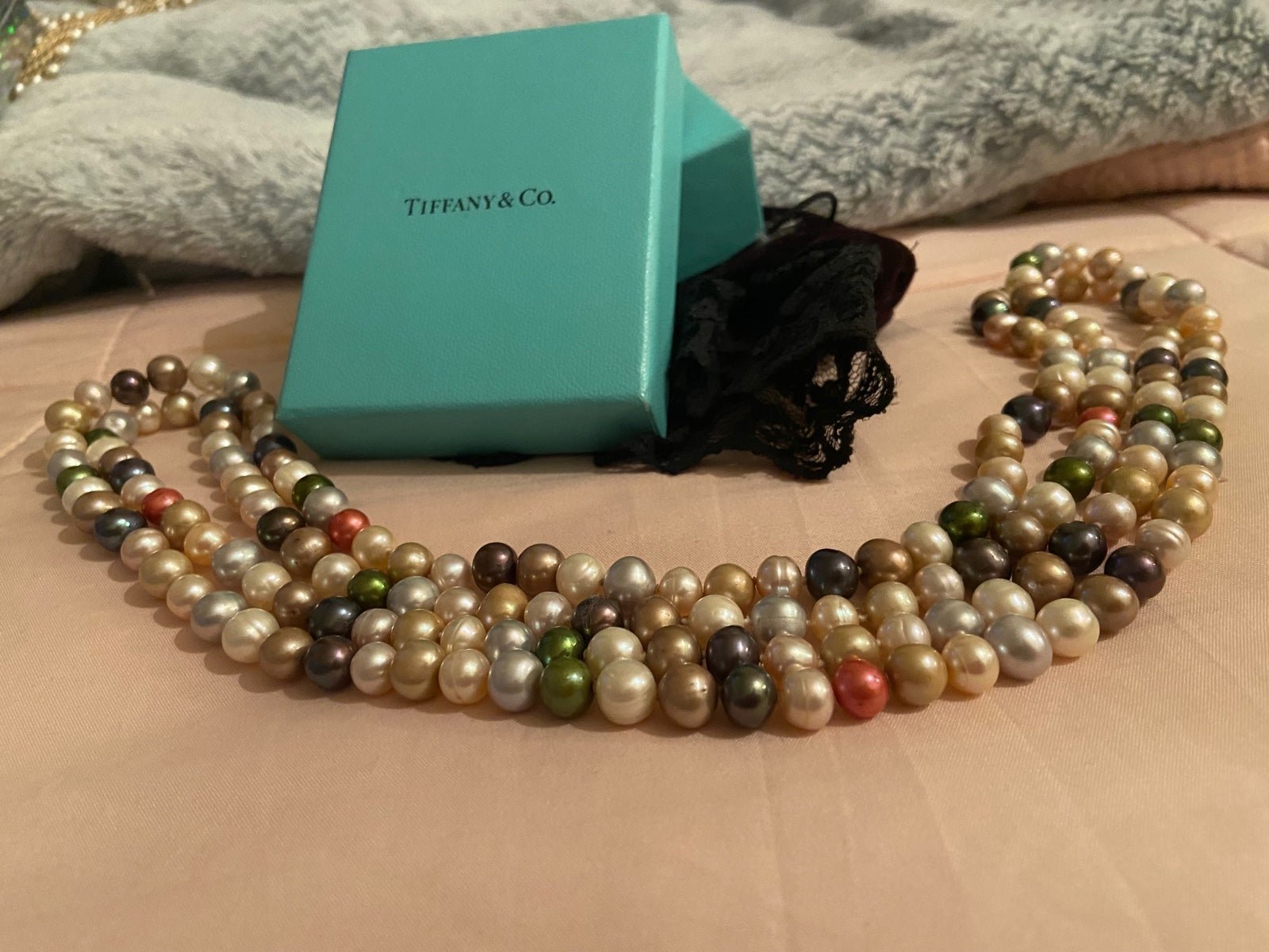 Beautiful Pearls Multi Color Genuine Large Gorgeous Large Opera length500value!