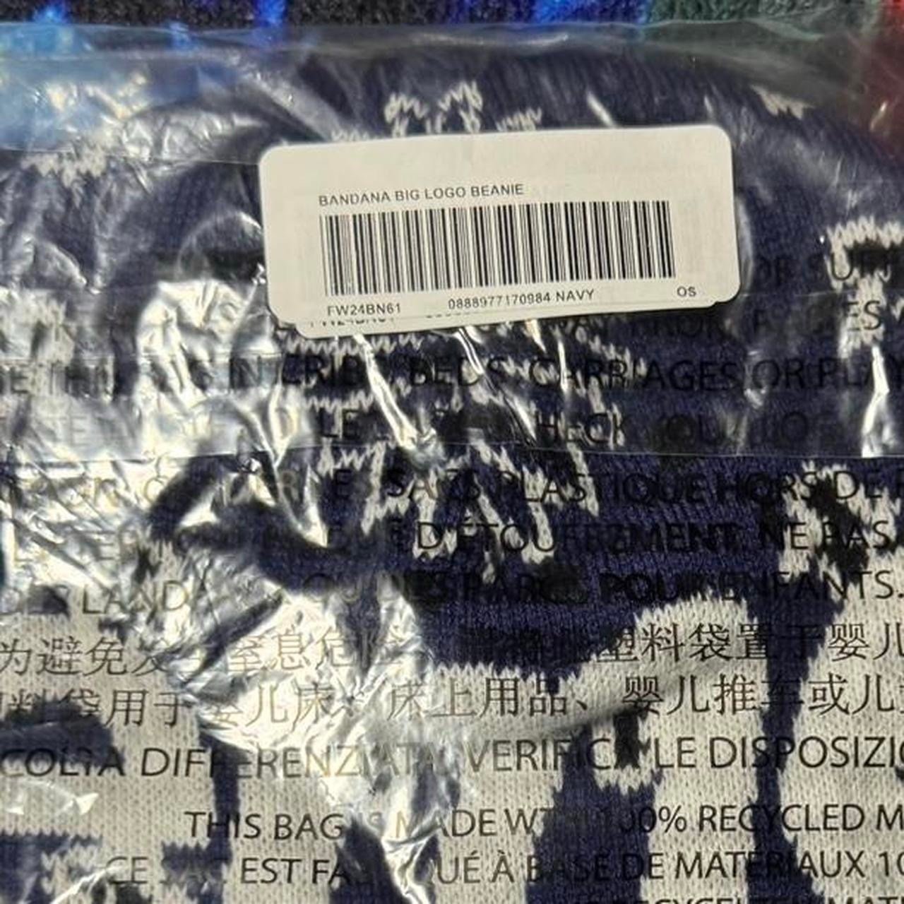 Supreme Navy Blue Bandana Big Logo Beanie