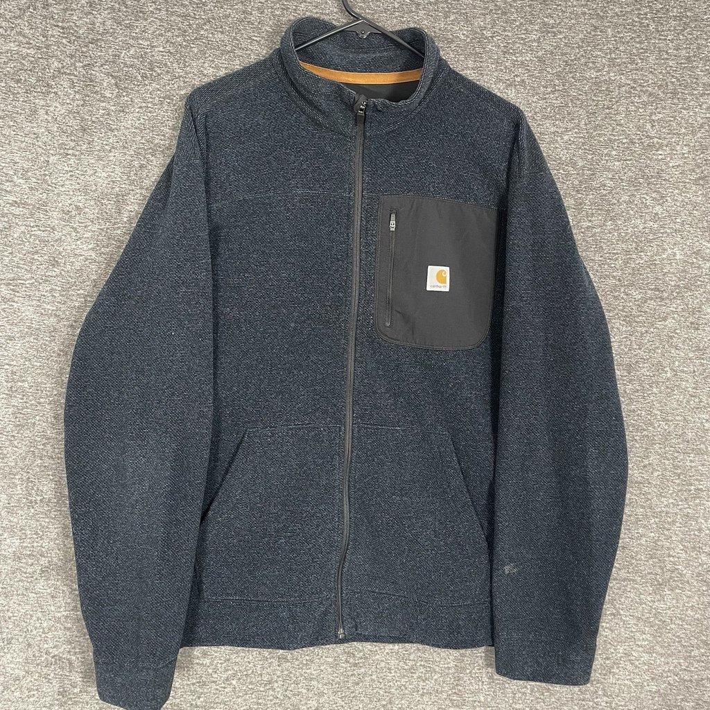 Carhartt Walden Full Zip Sweater Fleece Jacket Mens XL Blue workwear