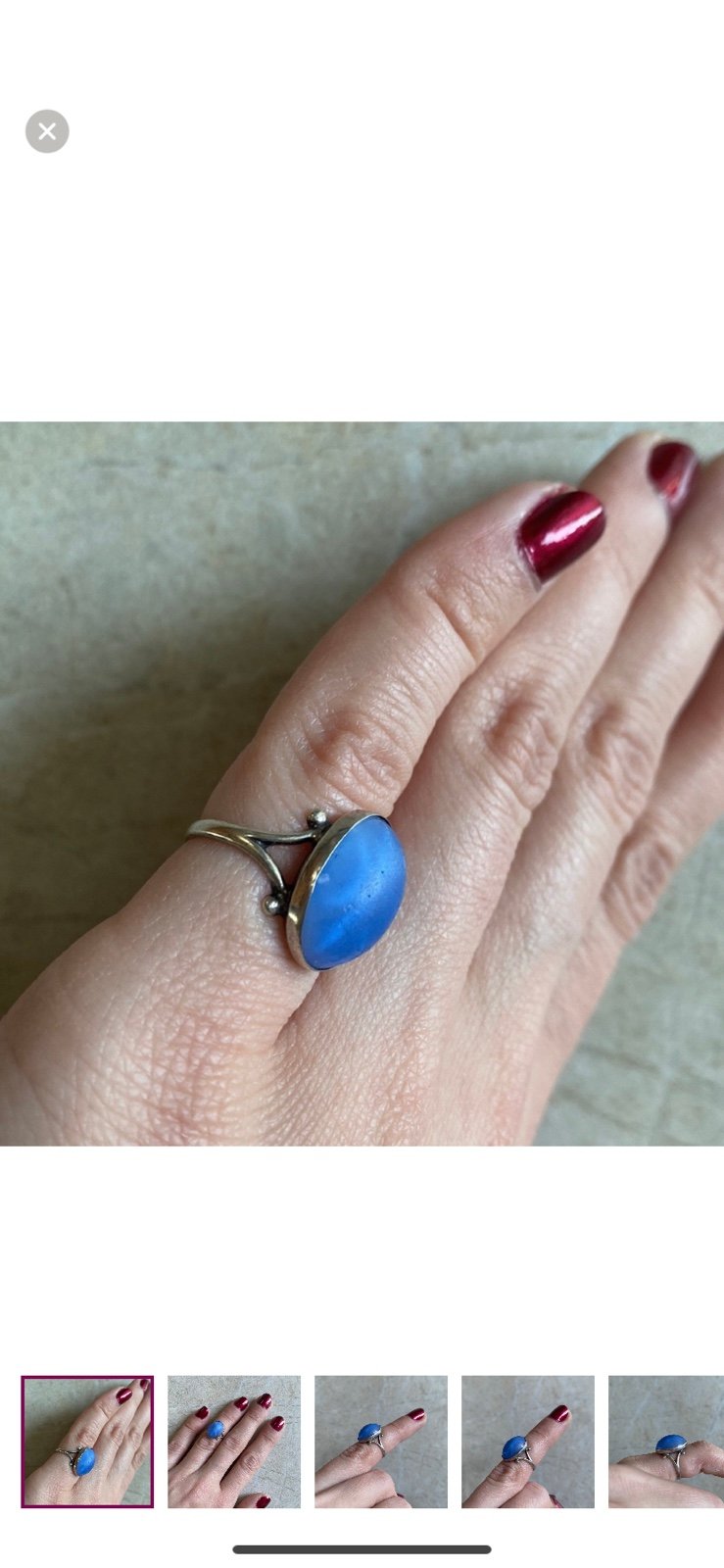 Estate Blue Chalcedony Sterling Silver 925 Ring