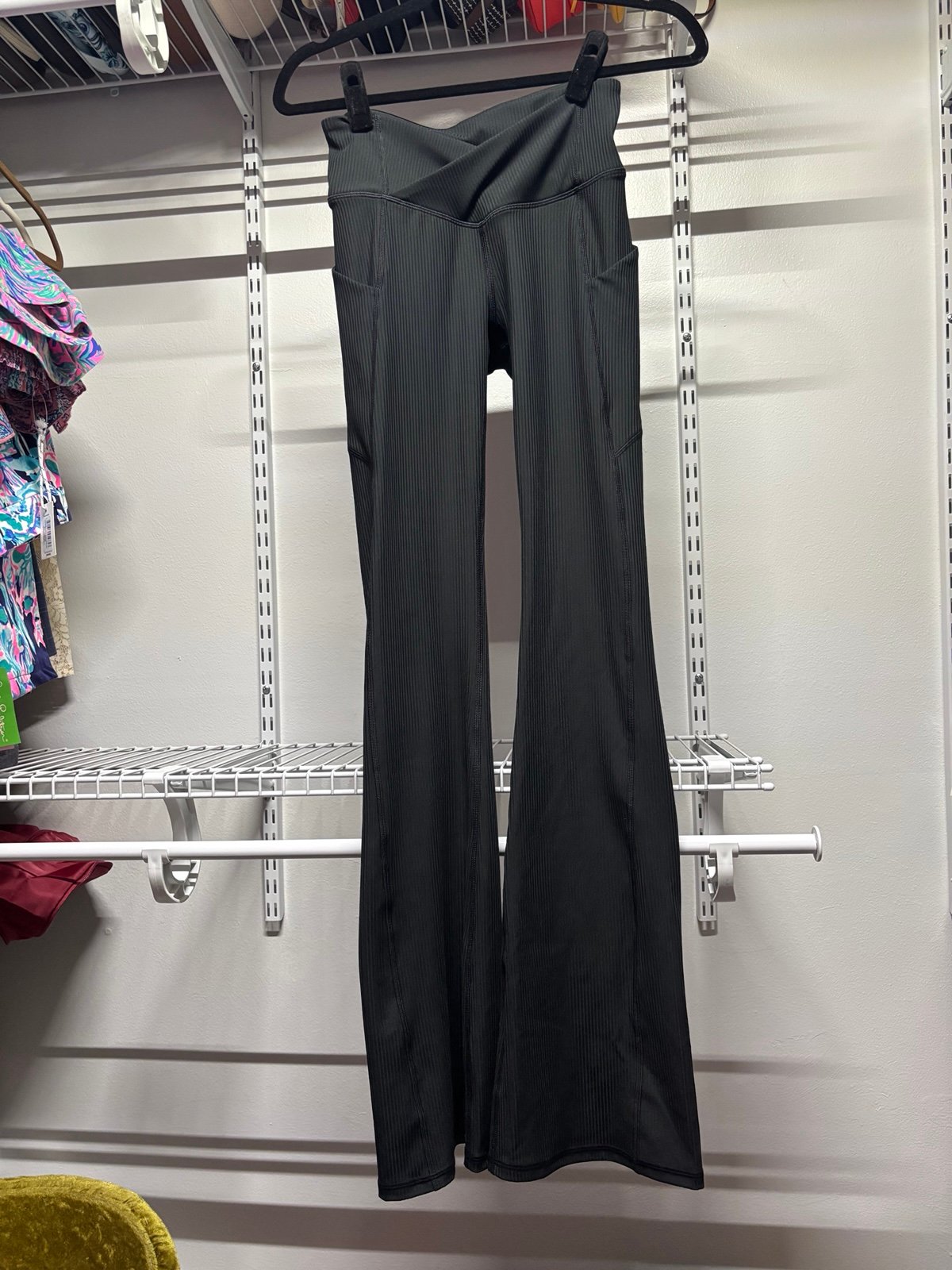 Fabletics High-Waisted Crossover Black Flare Leggings
