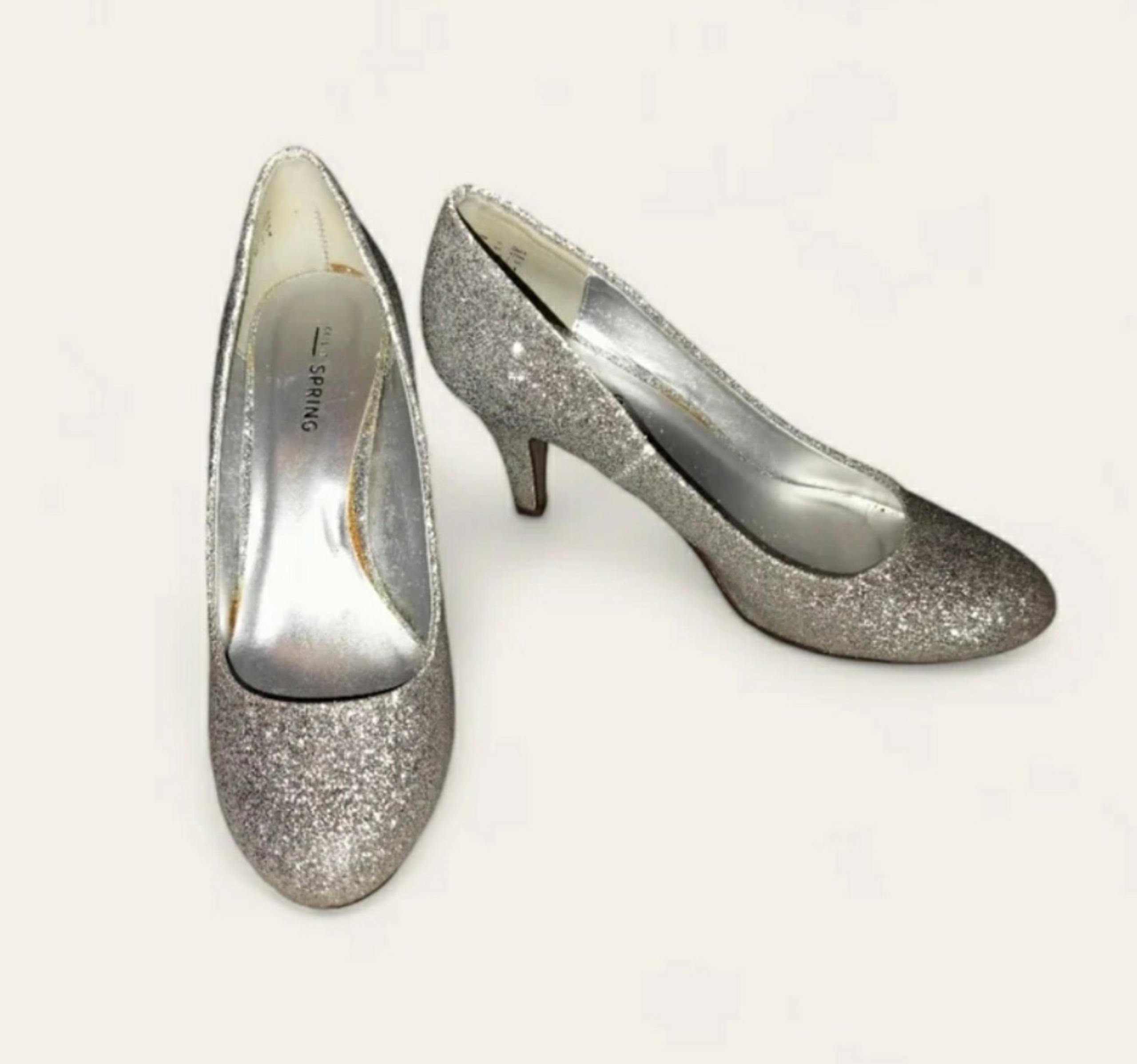 Call It Spring Women's Shoes Size 6.5 Silver Sparkler Slip On Closed Toe