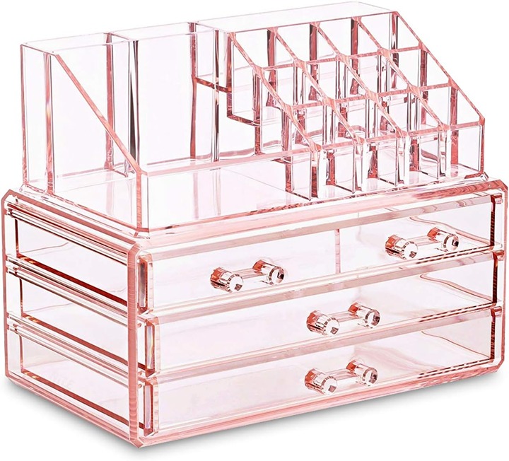 Cosmetic Storage Display Boxes Two Pieces Set, Organizer Makeup Holder