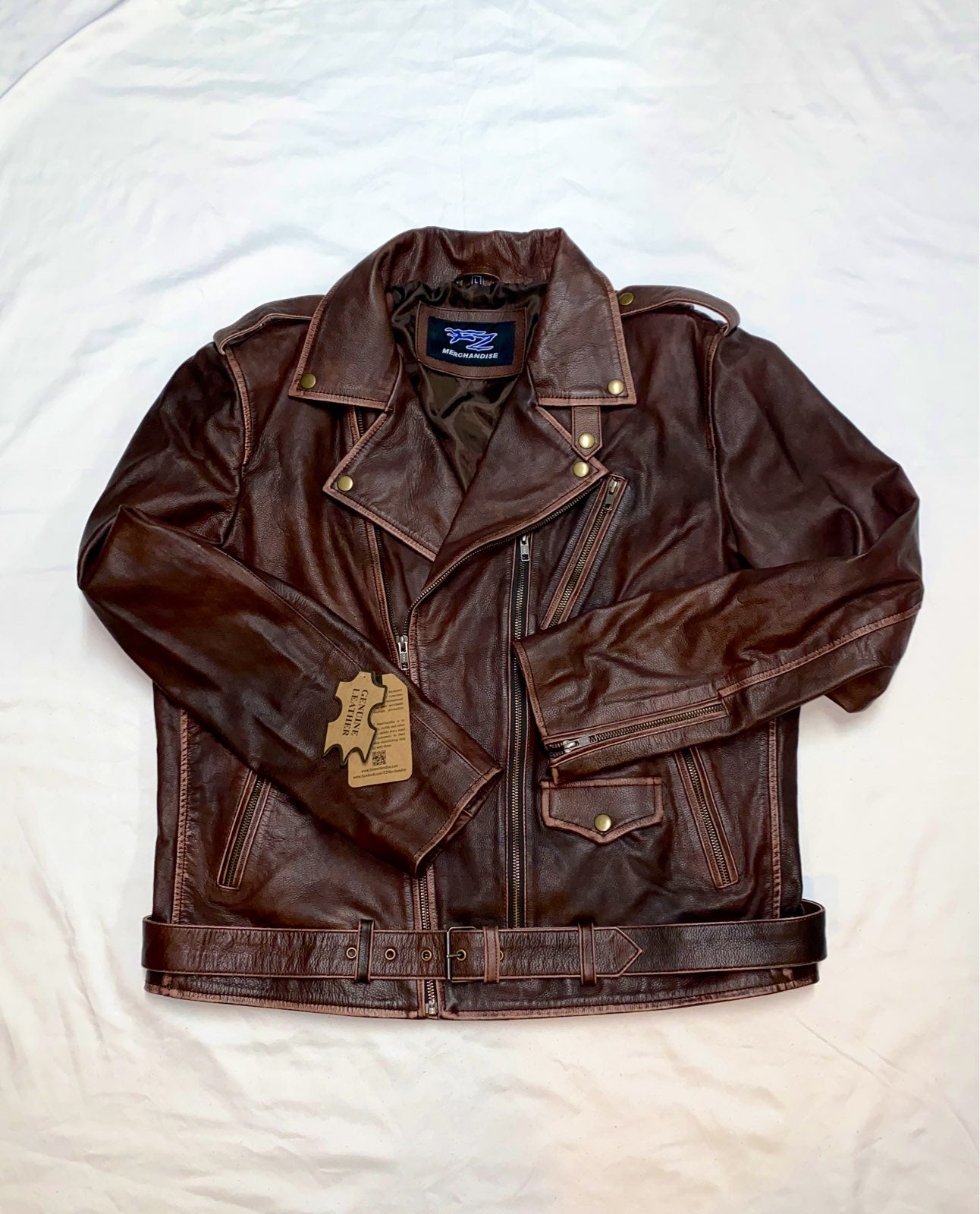 Men's Brown Leather Motorcycle Jacket