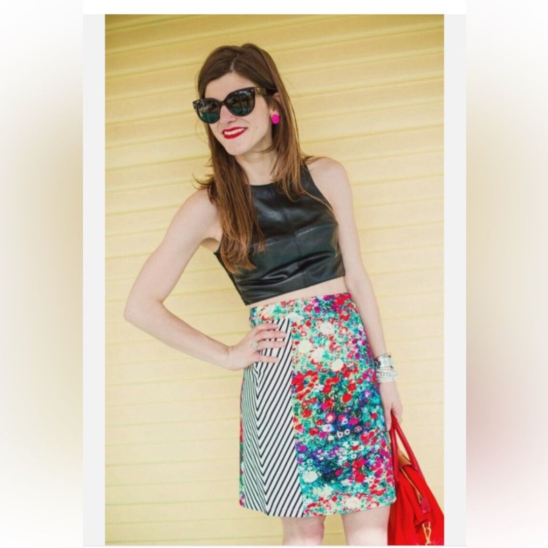 floral striped pencil skirt