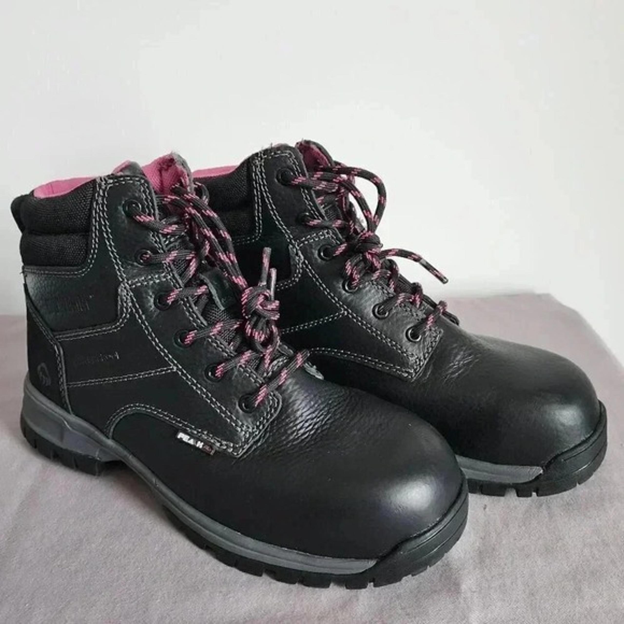 Wolverine Peak AG Work Boots Steel Toe Waterproof Leather Black Pink
