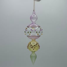 Hand Blown Ornaments - set of 4 glass Botto multicolor intricate vintage antique
