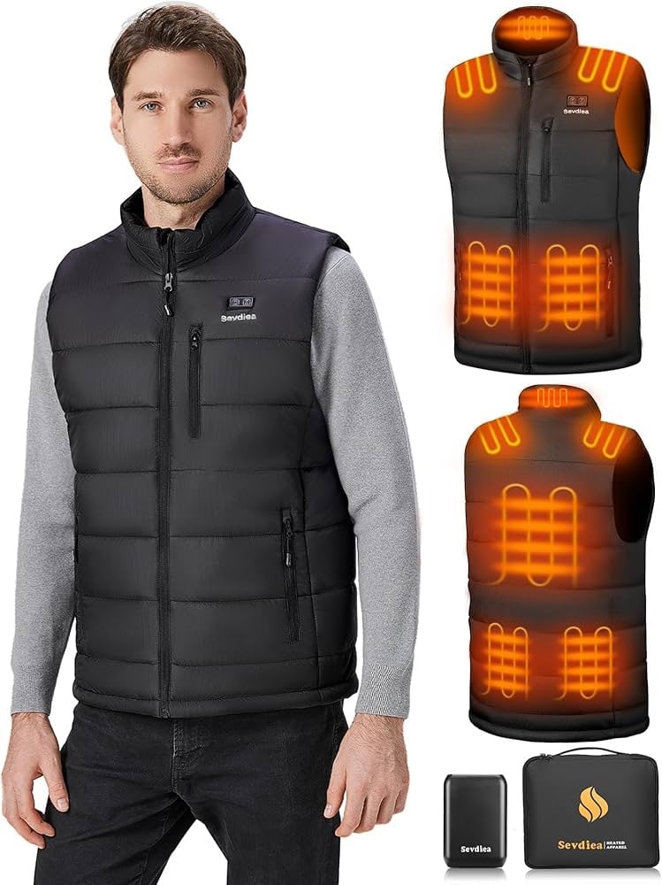 HILLSLTR Heated Vest, Men's Heated Vest with Power Bank, 7.4 V, 16000 mAh