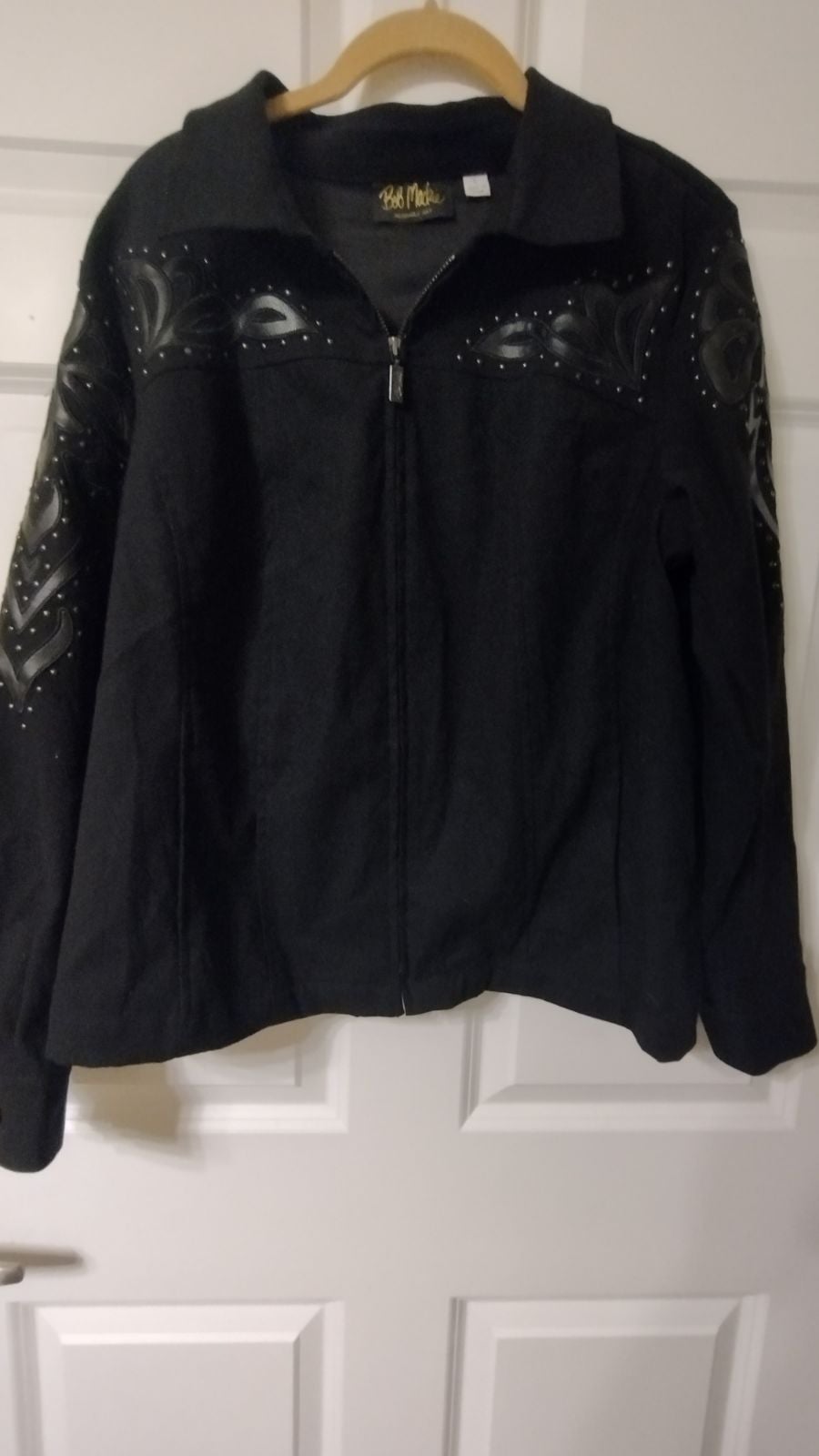 Bob Mackie Leather Trim Black Jacket Size Women's Large.