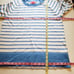 Lily Pulitzer Knit Top Size L White Blue Striped Fringe Nautical Coastal Pin