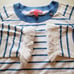 Lily Pulitzer Knit Top Size L White Blue Striped Fringe Nautical Coastal Pin