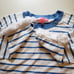 Lily Pulitzer Knit Top Size L White Blue Striped Fringe Nautical Coastal Pin