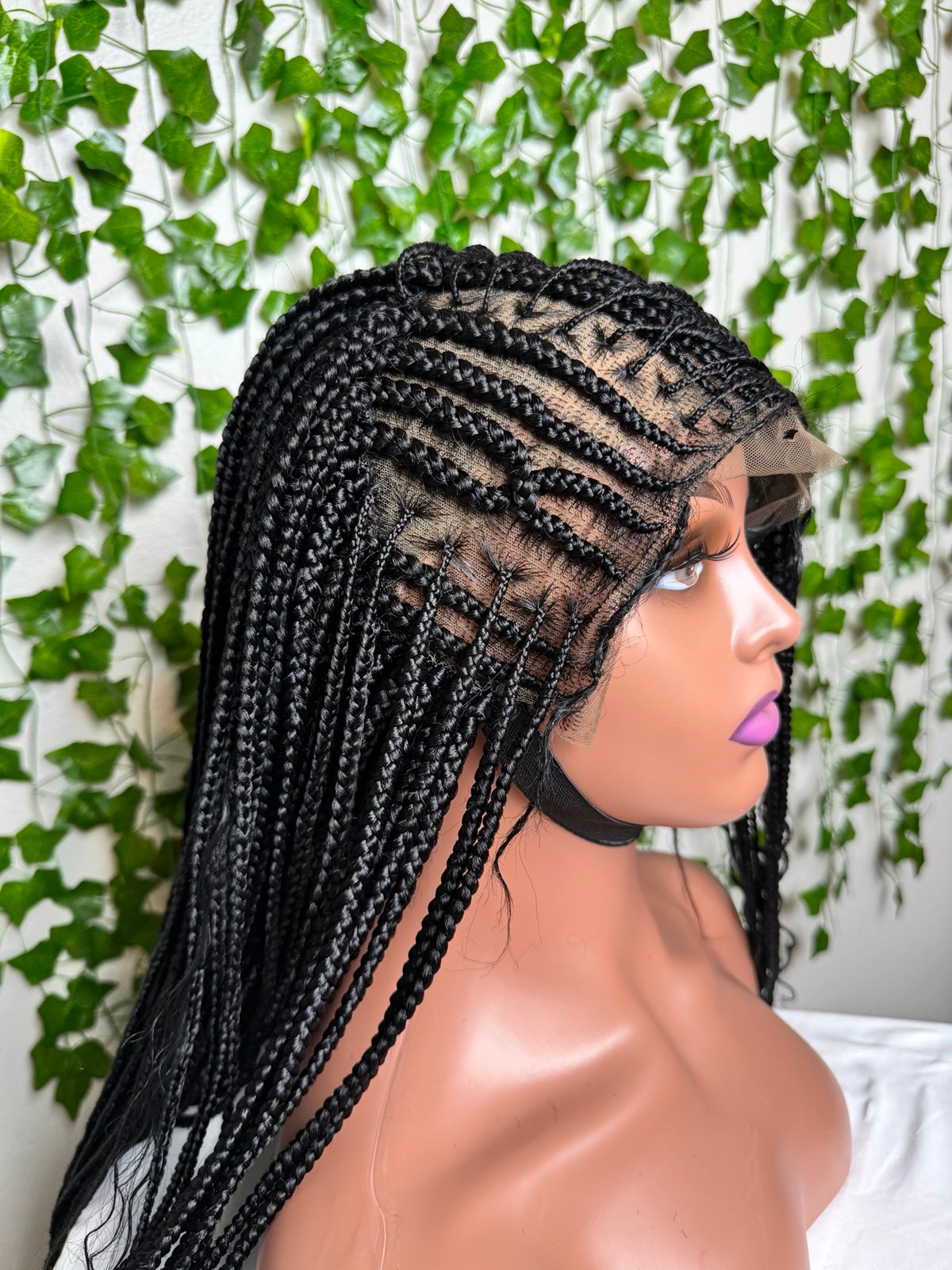 Design cornrows with braids wig